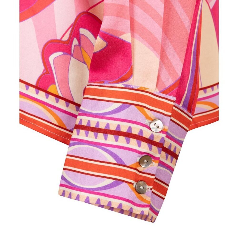 NWT ESQUALO Solara Colorful Print Satin Blouse - Picture 5 of 8